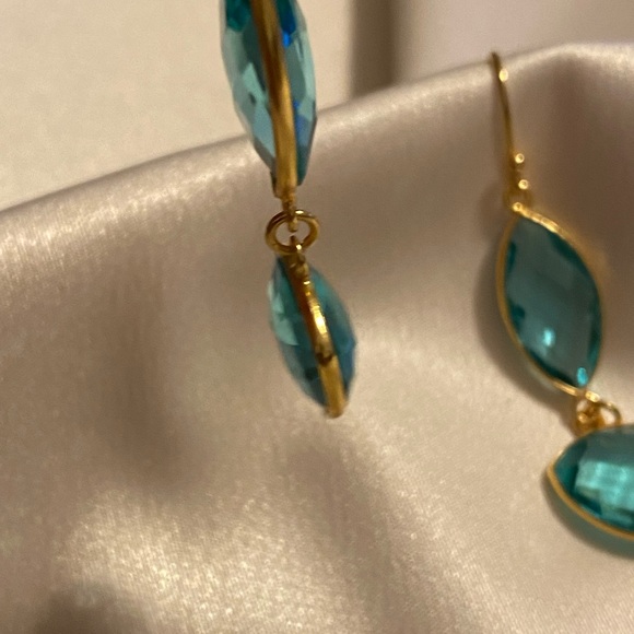 Blue Topaz Quartz Dangling Earrings for Women - Picture 7 of 7